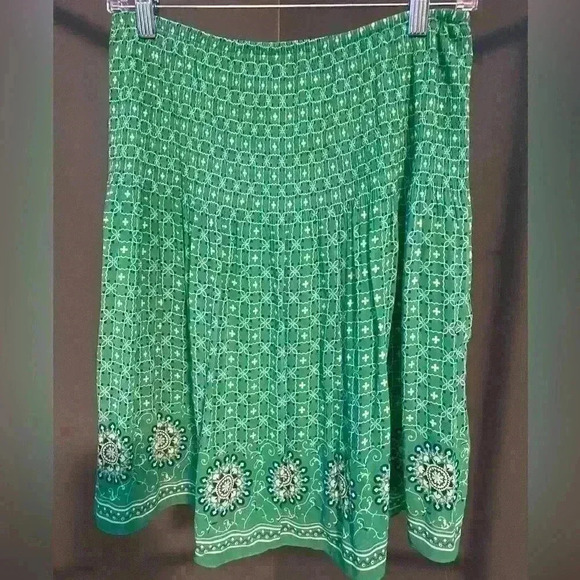 Max Studio women’s green print skirt elastic waist size small - Picture 6 of 11